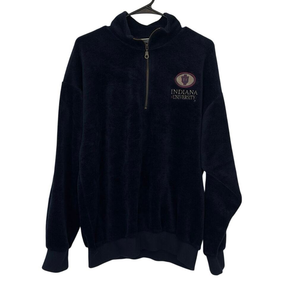 VTG USA Player Sportswear Indiana University 1/4 Zip Pullover Size L Navy Blue